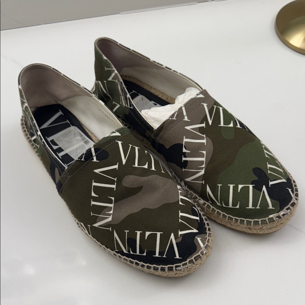 Valentino Green and Brown Canvas Espadrilles